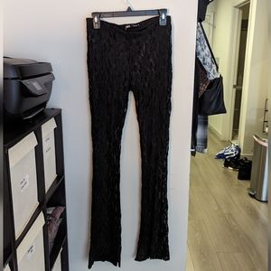 zara black lace flare pants sheet size small
